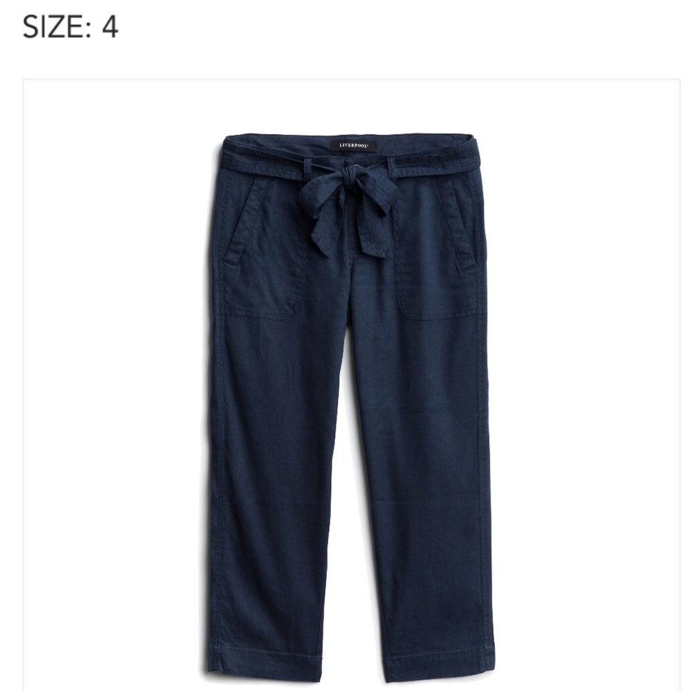 Liverpool Dave Straight Leg Capri Linen Pant